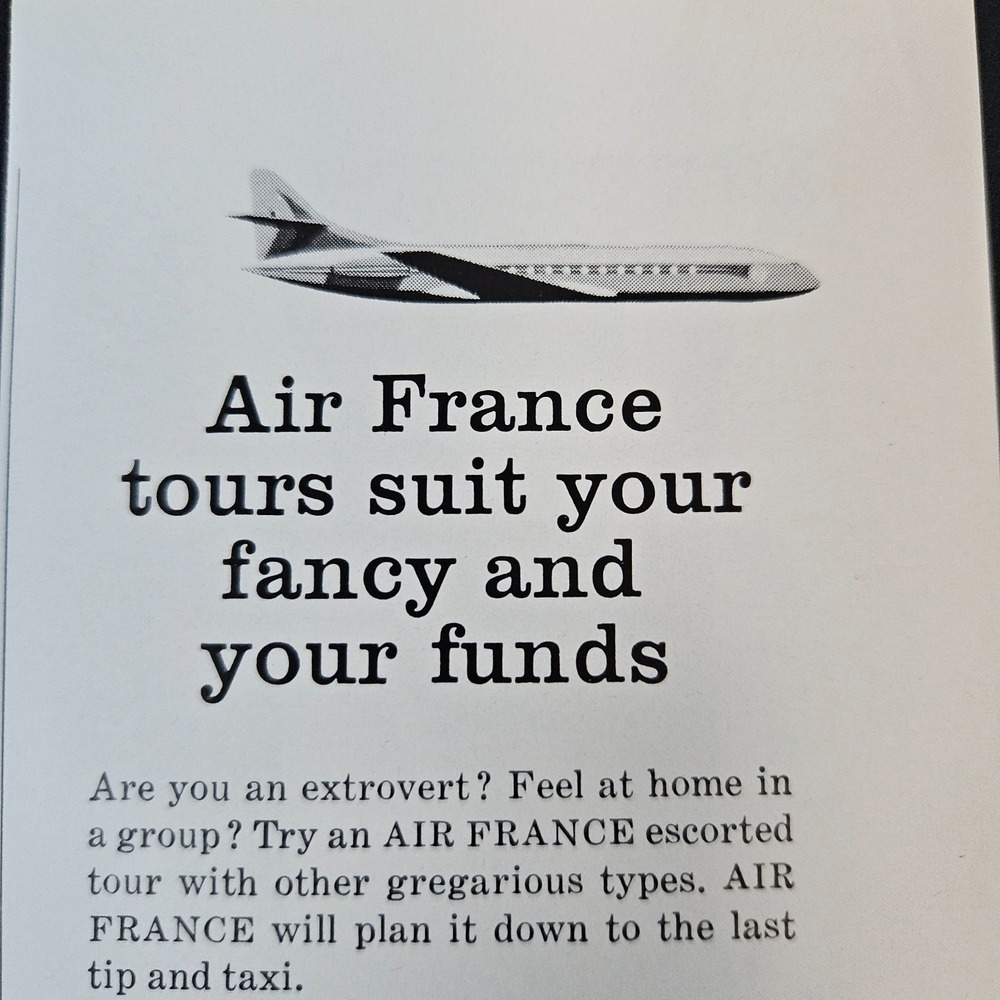 1959 Air France Airline Airplane Vacation Travel Vintage Print Ad Passenger Jet